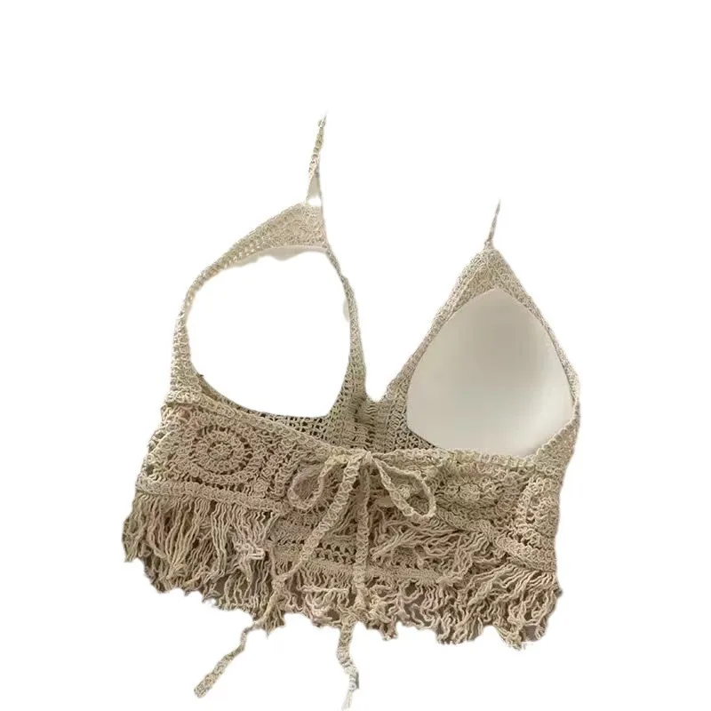 Women's Intimates woman Seaside Camisoles sexy camisole vest lace knitted beach back backless strapless short top Tank Underwear - Image 3