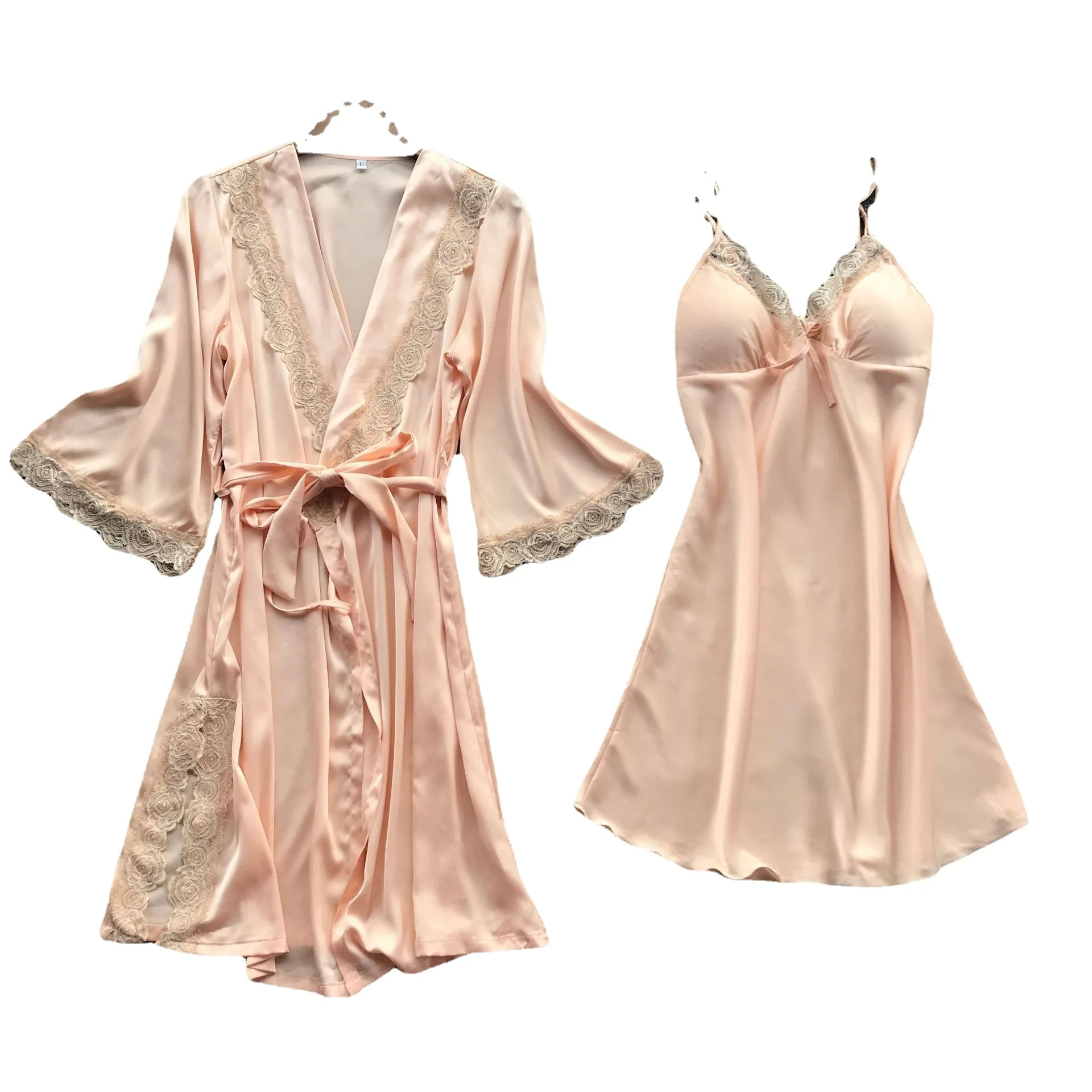 new Women's Sleep Lounge Robe Pajama Gown Sets dress summer imitation silk pajamas American pajama set home clothing Underwear - Image 5