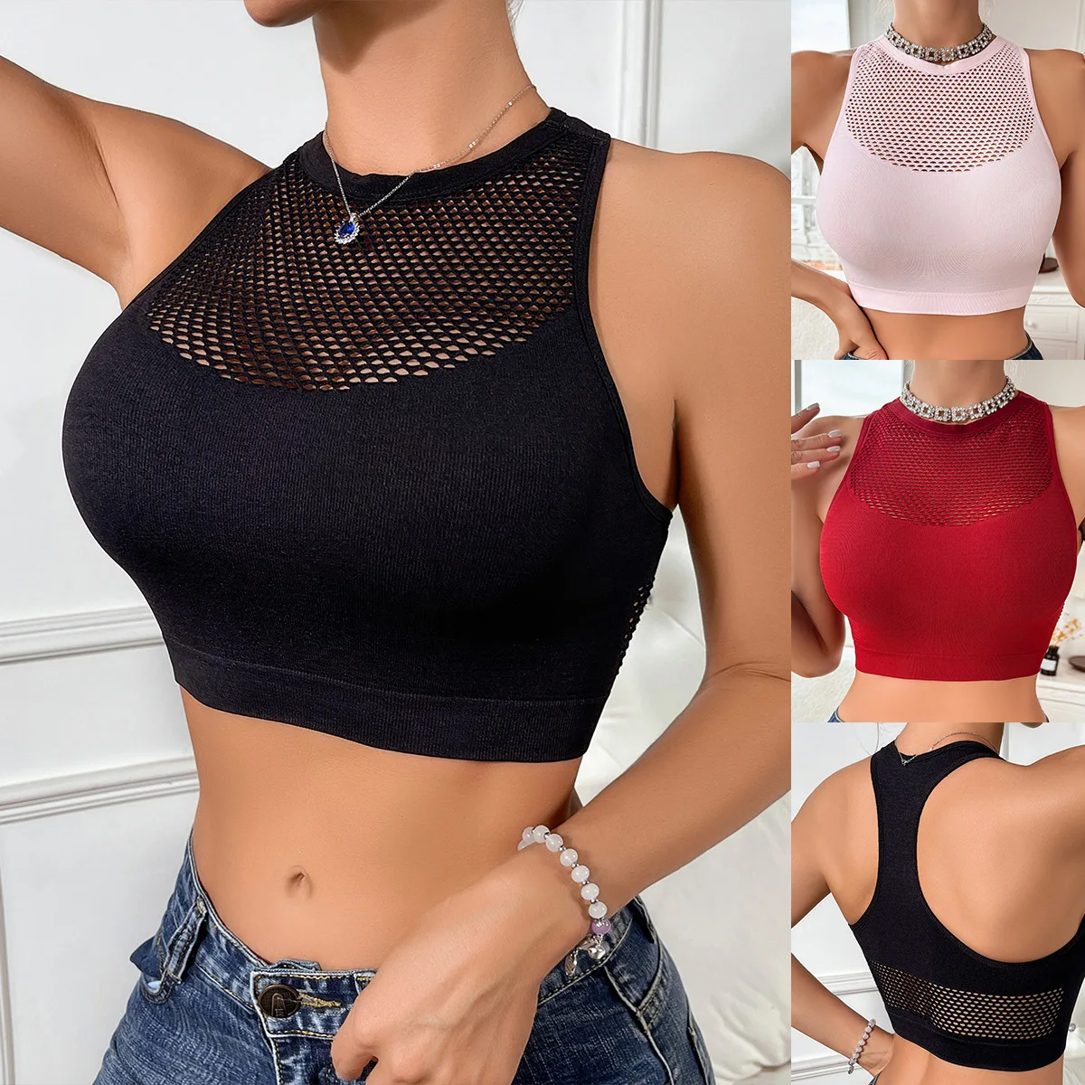 Women's Intimates New vest Camisoles bra full waist hollowed out upper support gathering breathable 2025 bra Tanks Underwear - Image 5