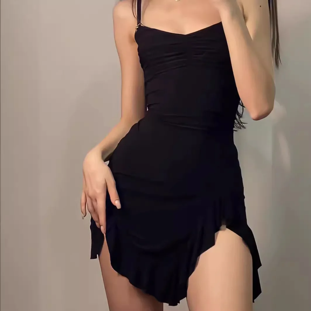 new Women's Clothing American style Dresses spicy girl retro black niche floral slit dress popular hip hugging short skirt dress - Image 3