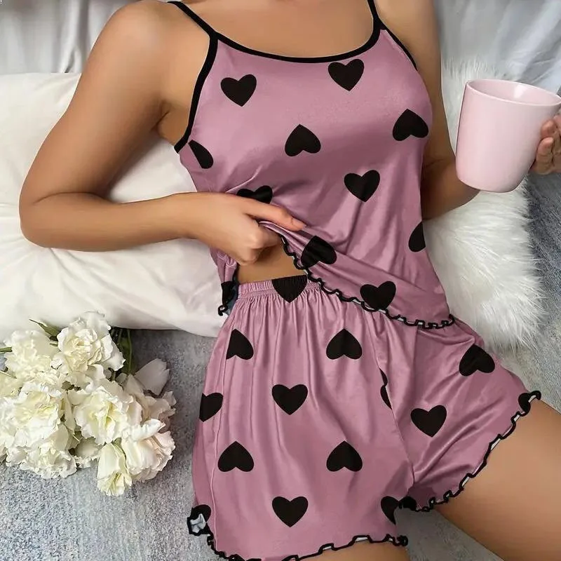 2025 Women's Sleep Hot Pajama Sets summer pajamas two-piece set sexy casual camisole vest shorts home suit set Lounge Underwear - Image 6
