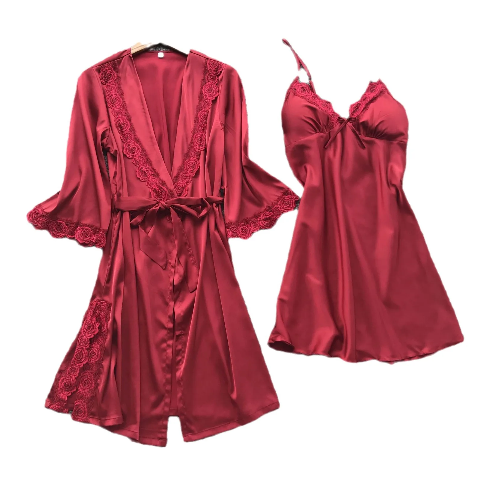 new Women's Sleep Lounge Robe Pajama Gown Sets dress summer imitation silk pajamas American pajama set home clothing Underwear - Image 2