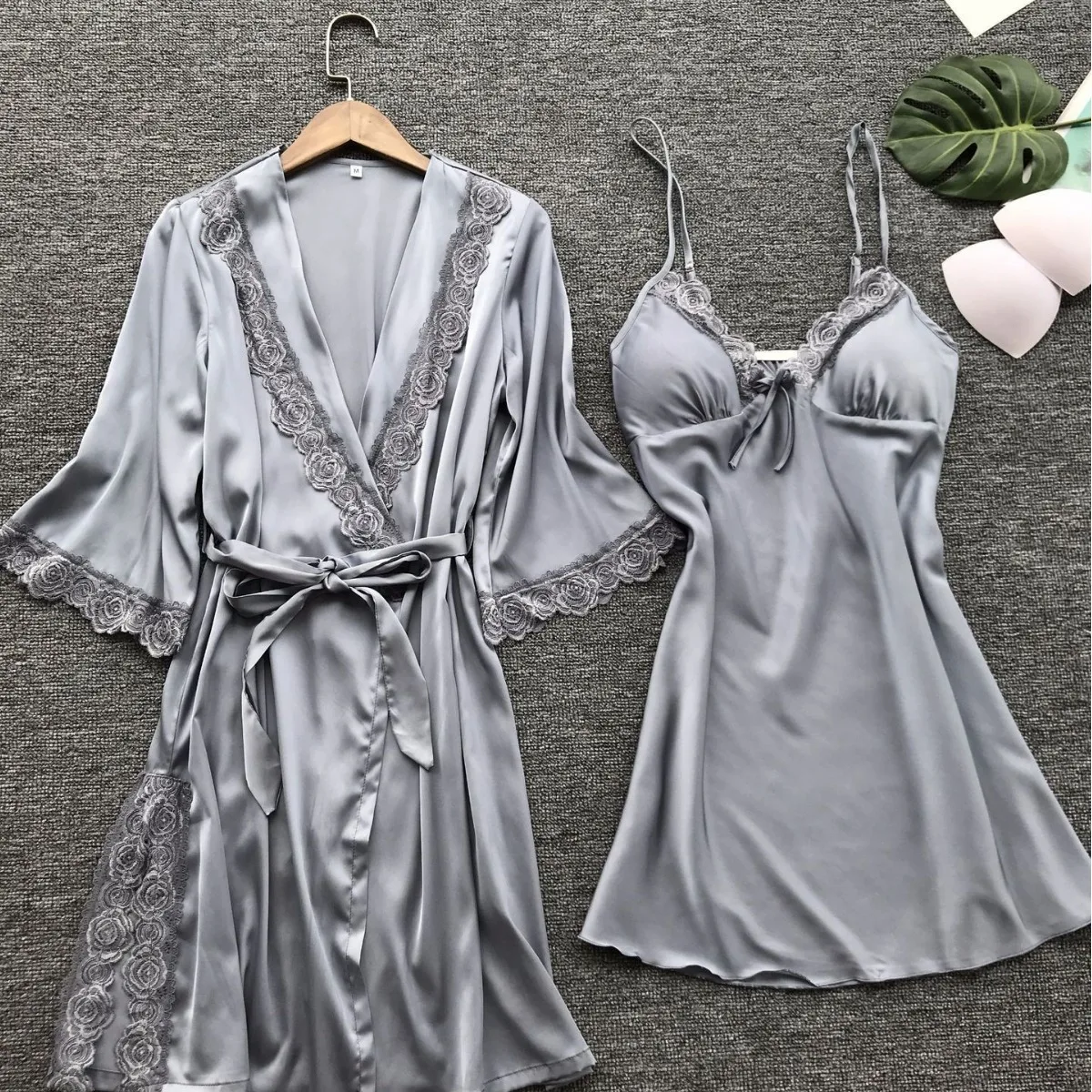 new Women's Sleep Lounge Robe Pajama Gown Sets dress summer imitation silk pajamas American pajama set home clothing Underwear - Image 3